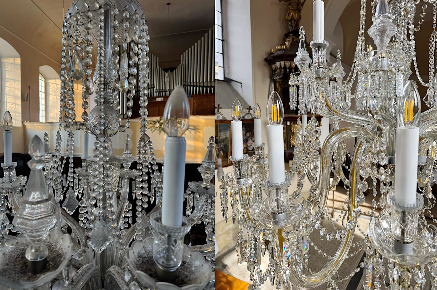 detail svítidla před a po repasi 3